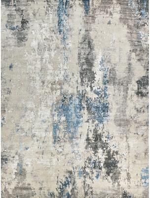 Exquisite Rugs Cosmo hand-knotted Wool/Bamboo Silk Silver/Blue/Ivory Area Rug