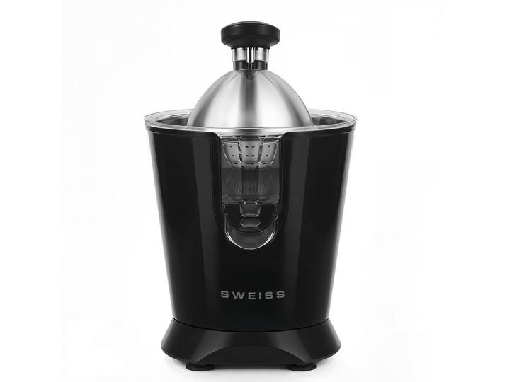 Sweiss Zitruspresse Zest9 Schwarz, tropffreier Ausgießer, leistungsstarker Gelenkarm, 160 W, Metall, 18.5x29x25 cm, Küchenzubehör, Küchenhelfer, Küchenpressen