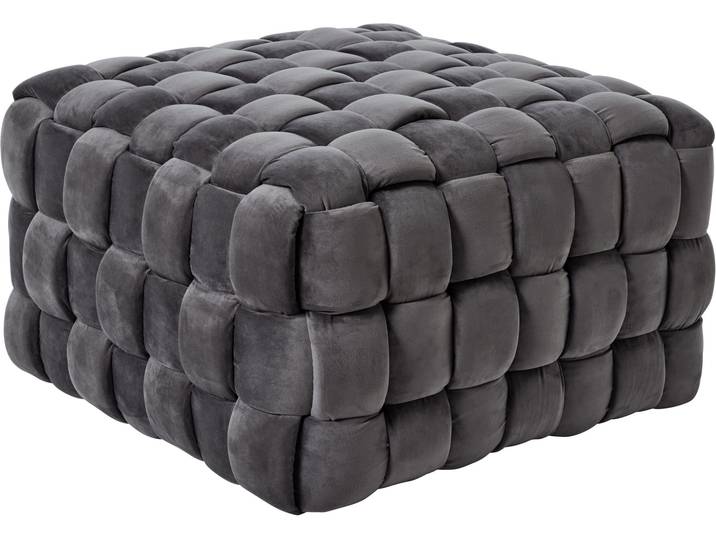 Hocker JAHNKE WEB ART M , silber (platingrau), B:78cm H:42,5cm T:78cm, Hocker, Hocker, Hocker, Couchtisch, Beistelltisch gepolstert in edler Flechtoptik