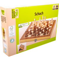 Schachkassette 29 x 29 Zentimeter, Gesellschaftsspiel dunkelbraun