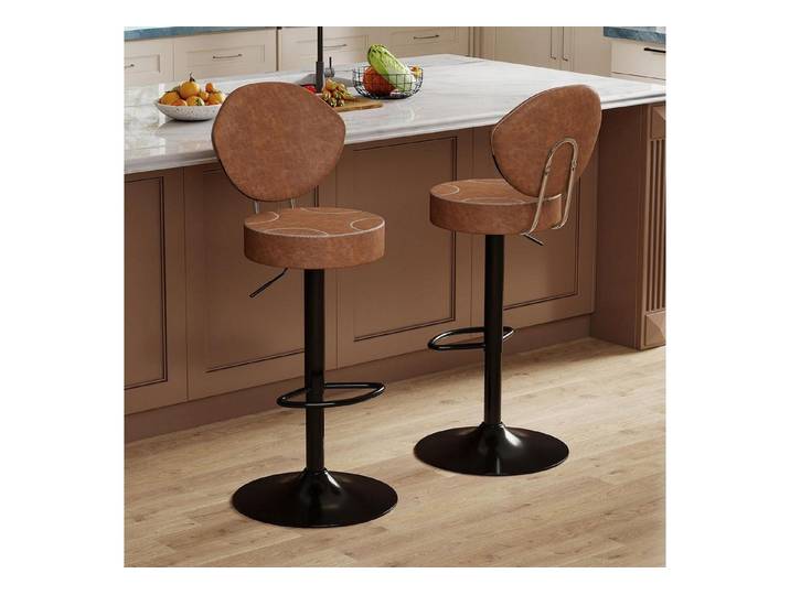 LuxusKollektion Barhocker Barhocker 2er 360 drehbar Kunstleder höhenverstellbar Braun 2er-Set