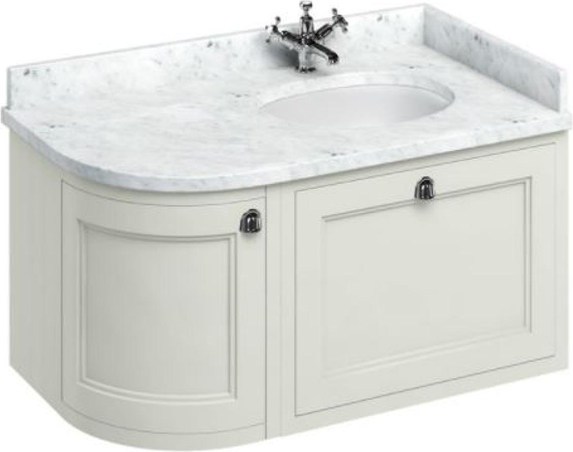 Casa Padrino Luxus Hänge-Waschschrank / Waschtisch mit Marmorplatte Schublade und Tür - Jugendstil Design