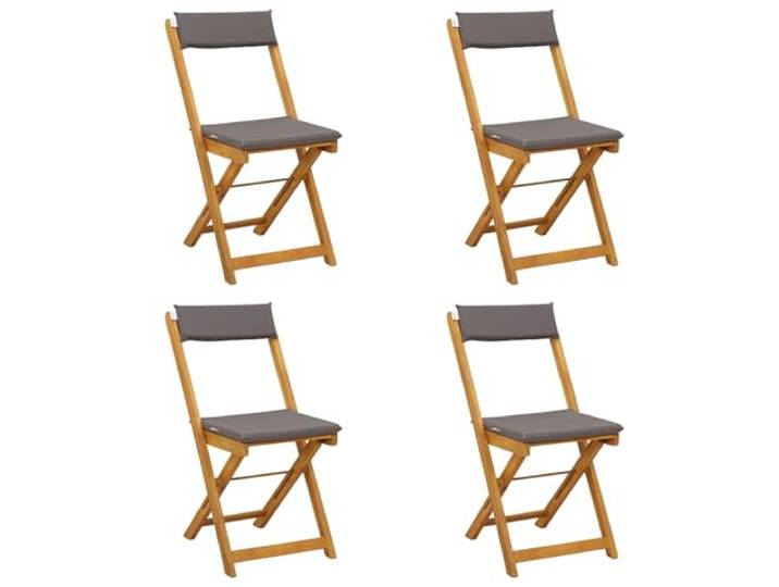 LKJephalotrope 4er Set Gartenstühle Klappbar Akazienholz Dunkelgrau Platzsparende Klappstühle aus massivem Holz mit weichen Kissen für entspannte Stunden auf Balkon, Terrasse und Veranda.