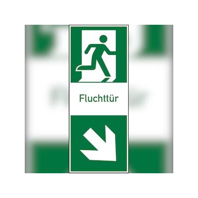 Rettungszeichen, Fluchttür (Klinke rechts) - 100x250 mm Folie selbstklebend, nachleuchtend