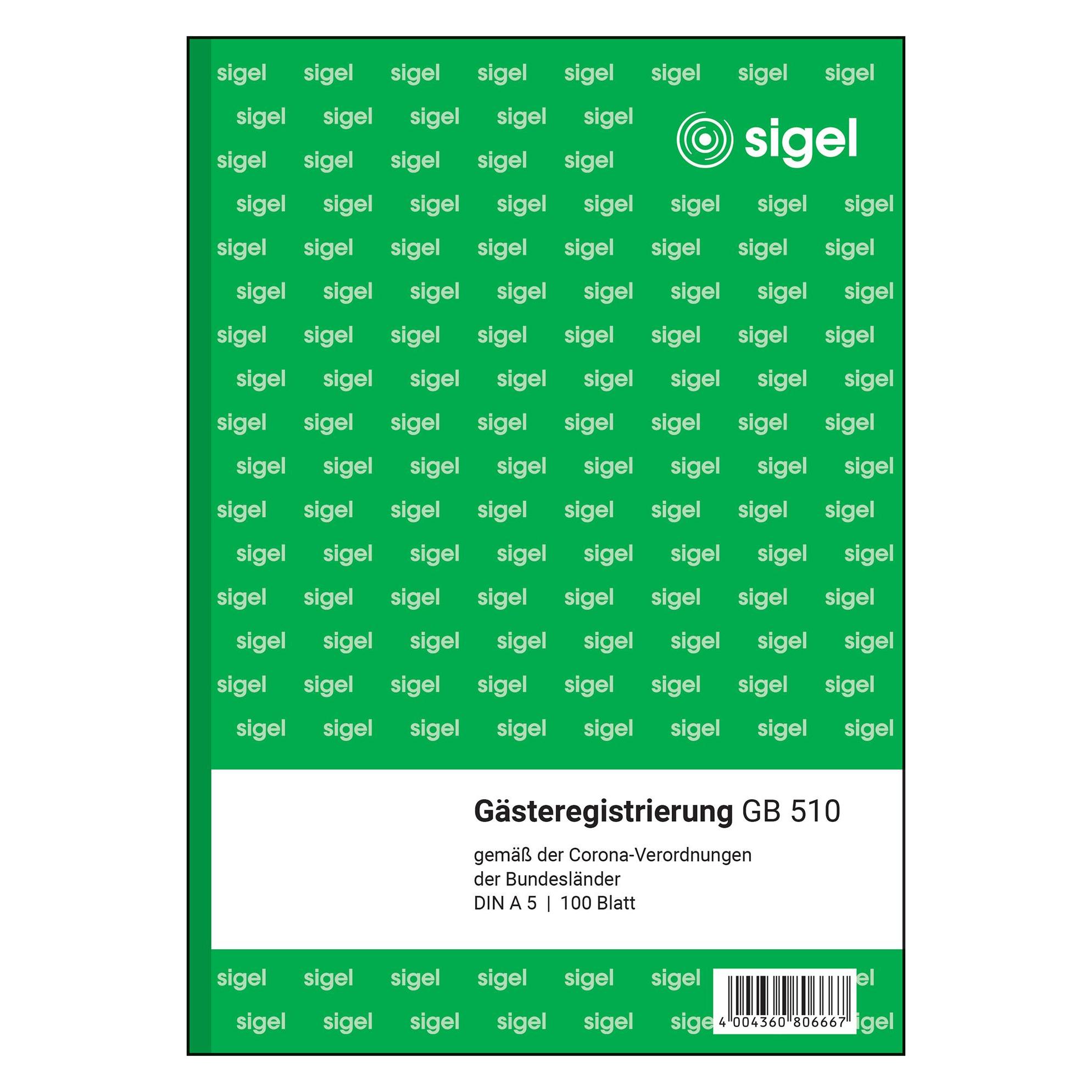 Sigel Gästeregistrierung Formularbuch GB510 (GB510)