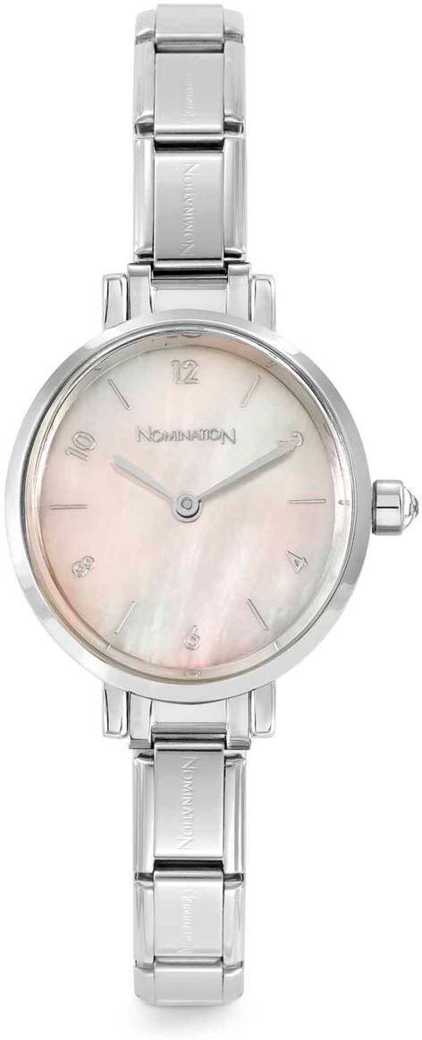 Nomination Paris kello with steel strap oval with cz Pink mother-of-pearl 076038/009