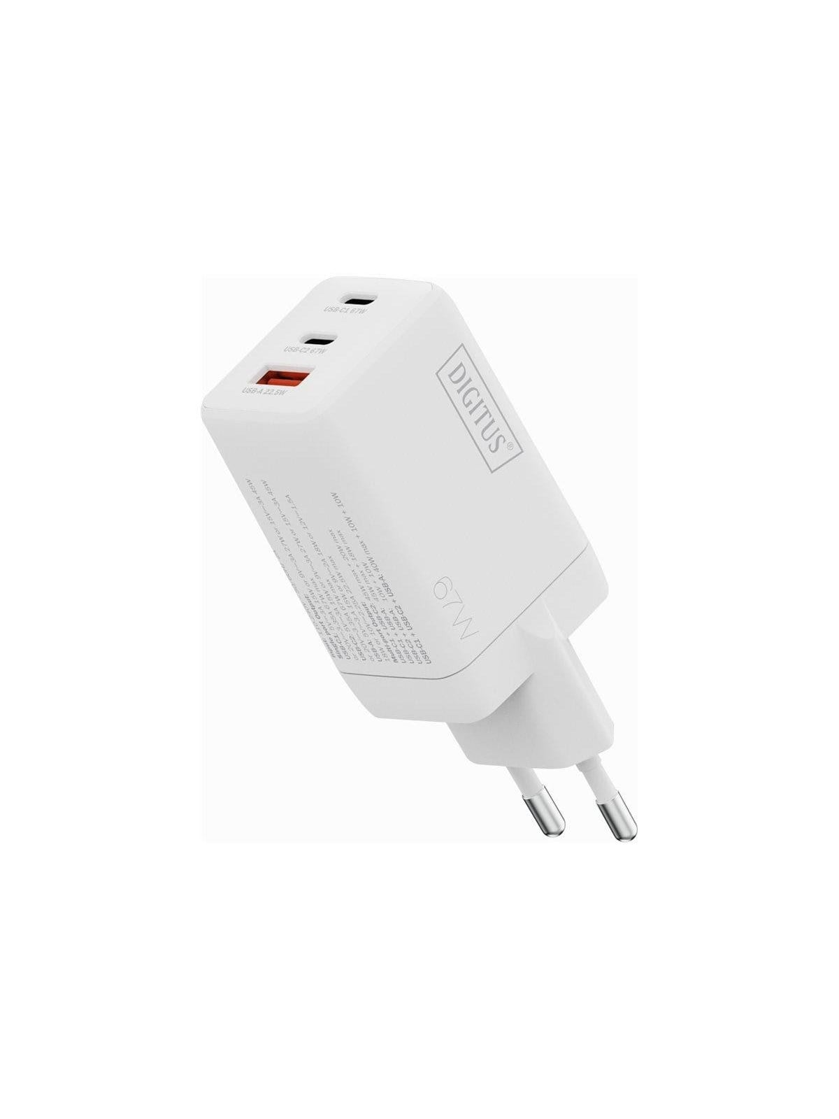 DIGITUS power adapter - GaN - 2 x USB-C USB - 67 Watt