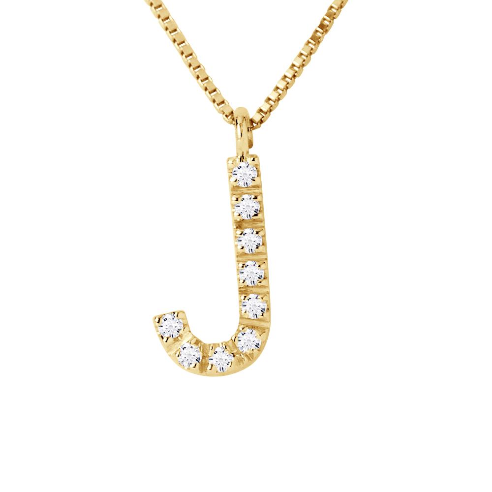 Collar ABC Diamonds 0,05 Cts LETTER "J" Yellow Gold 18k