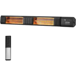 VEVOR Heizstrahler, 3000 W, Wärmestrahler mit Fernbedienung, IP65-Schutz, Carbon-Infrarot-Außenheizgerät mit 9 Gängen und Timer, für Veranda, Terrasse, Esszimmer, Studio, Hinterhof, Wandmontage