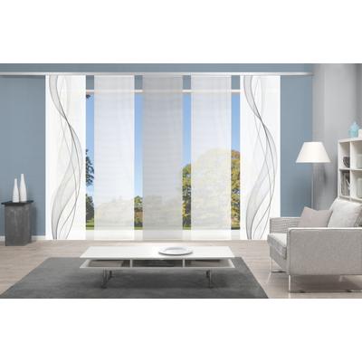 Schiebegardine VISION S "5ER SET HEIGHTS" Gr. 1, grau, B:60cm H:260cm, Polyester, Gardinen, HxB: 260x60, Schiebevorhang 5er Set Digitaldruck