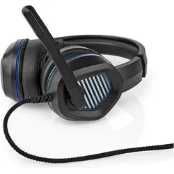 Nedis Gaming Headset Über Ohr Surround USB Type-A Klappbarer Mikrofon 2.10 m LED (Kabelgebunden), Gaming Headset, Schwarz