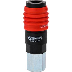 KS-Tools Druckluftkupplung 999.9105, 3in1 Sicherheitskupplung, Innengewinde 1/4 Zoll