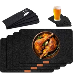 Muxel Tischset Platz Set inkl. Untersetzer und Bestecktaschen aus Filz – abwaschbar, waschbar und robust Für 4 Personen
