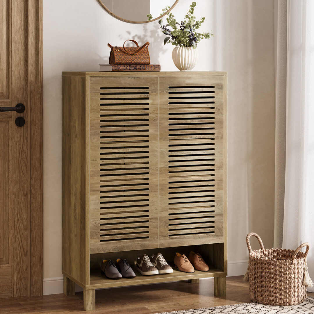 Blue Elephant 24 Pair Shoe Storage Cabinet Light Brown 24