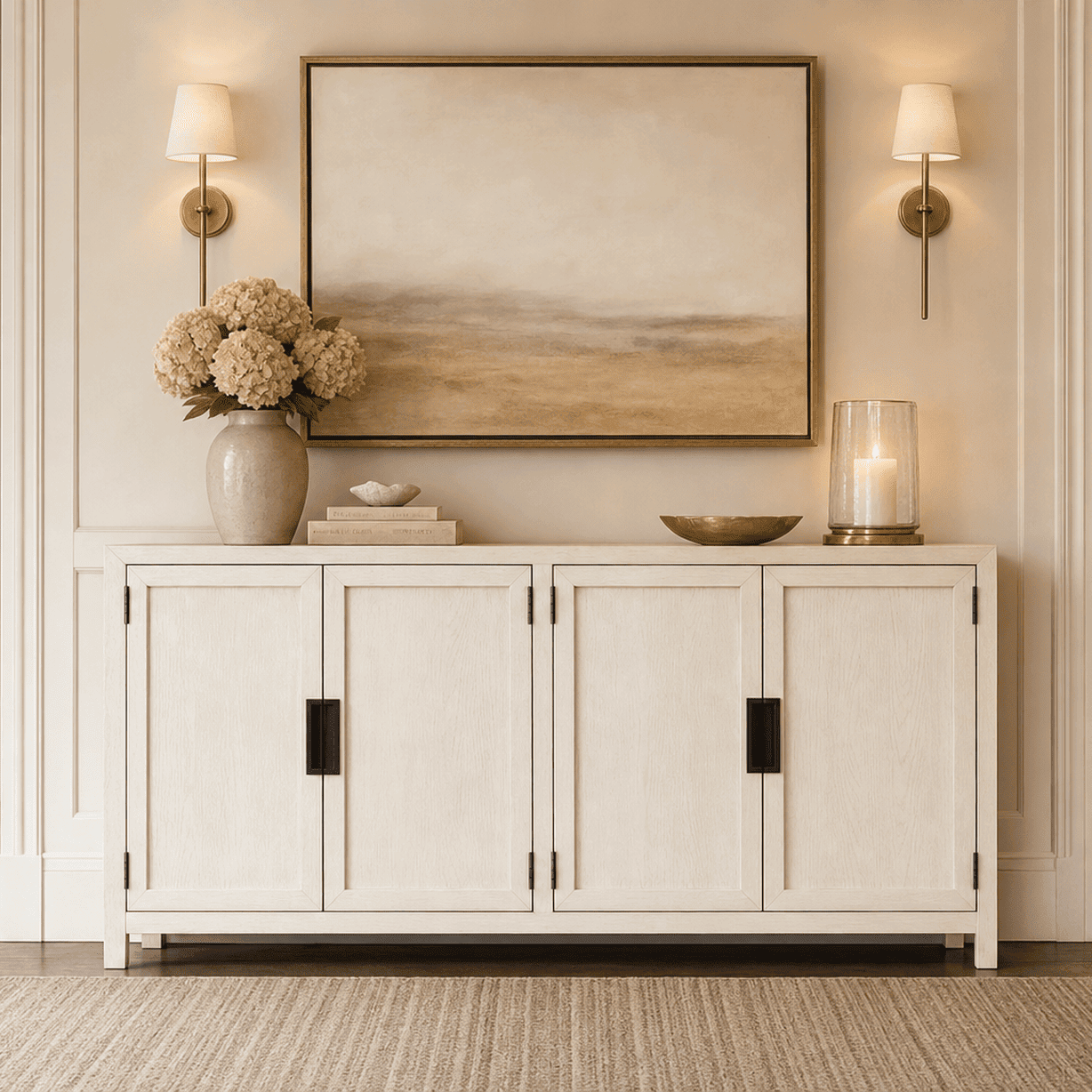 Hudson White Washed Wood 4 Door Sideboard