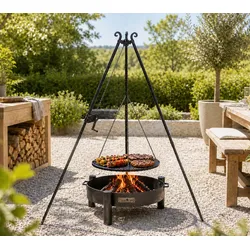 CookKing Schwenkgrill Set Haiti 2 | mit Feuerschale, Dreibein und Grillrost - Schwarz