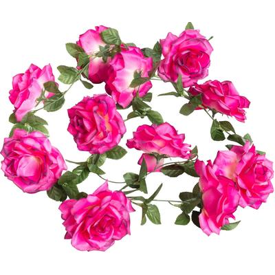 Kunstblume BOTANIC-HAUS "Rosengirlande", pink (dunkelpinl), B:12cm H:180cm T:12cm Ø:12cm, Kunststoff, Kunstpflanzen