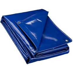 Wiltec, Abdeckplane, Abdeckplane wetterfest blau 4x6m Polyester Gartenplane 650g/m2 Ösen Plane (6 x 4 m)
