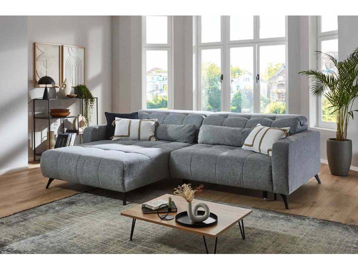 Ecksofa mit Motor & XXXL- Sitzvorzug Stoff