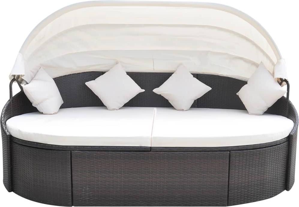 vidaXL Outdoor-Loungebett mit Dach Poly Rattan Braun