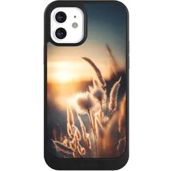 Nivocase Hülle für Apple iPhone 12 Handyhülle NIVOcore Case Schwarz Natur Sonne Pampasgras (Apple iPhone 12), Smartphone Hülle, Schwarz