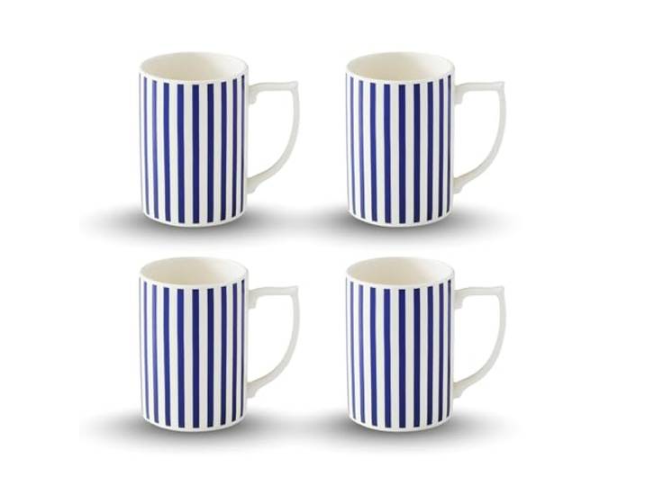 Spode x Steccato 4-teiliges Tassen-Set mit schmalen Streifen (H11 cm, 340.2 g) – Kaffee- und Teetassen aus Steingut mit feinem Streifen-Design für alltägliches Geschirr
