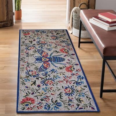 Lush Decor Frontporch Flora Bee Indoor/Outdoor Rug