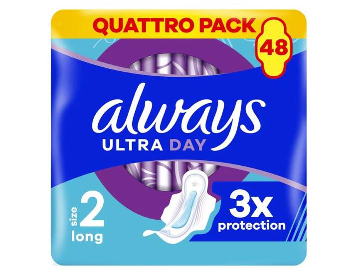 Always Ultra maandverband, maat 2 lang, pak van 4, 48 stuks
