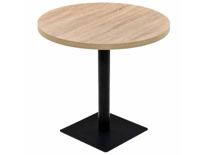 HKQWPBF Bistrotisch MDF und Stahl Rund 80 x 75 cm Eichenoptik Runde Tischplatte, Eichenoptik, Stahlgestell, einfache Montage, Reinigung mit feuchtem Tuch