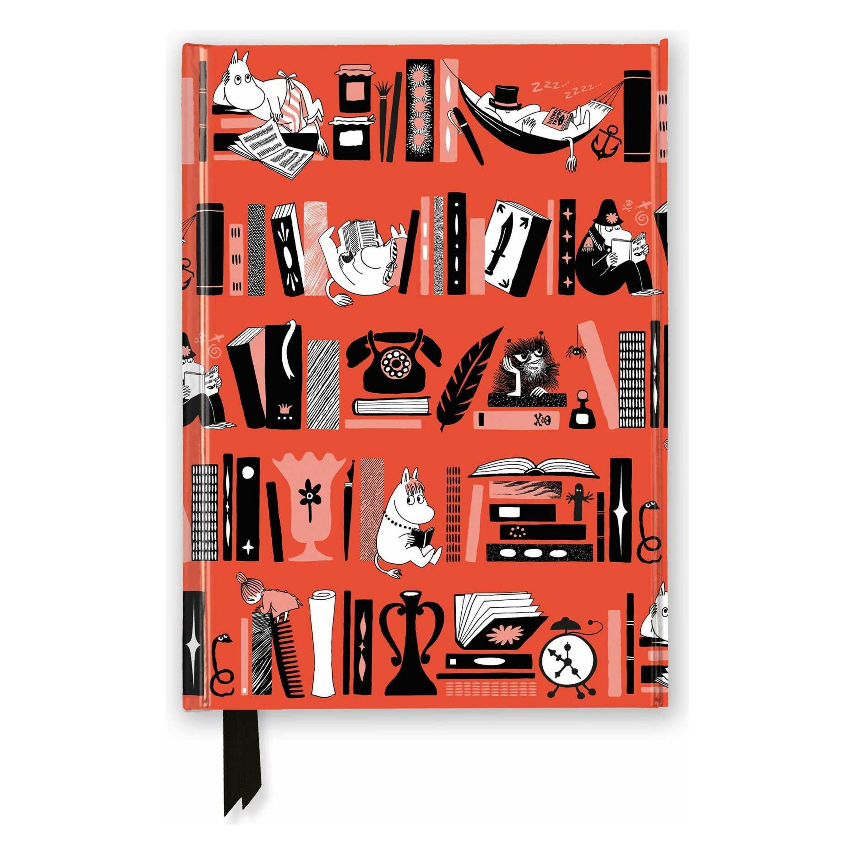 Flame Tree Moomin: Bookshelves (Foiled Journal) (A5, Blanko, Harter Einband) (57302734)