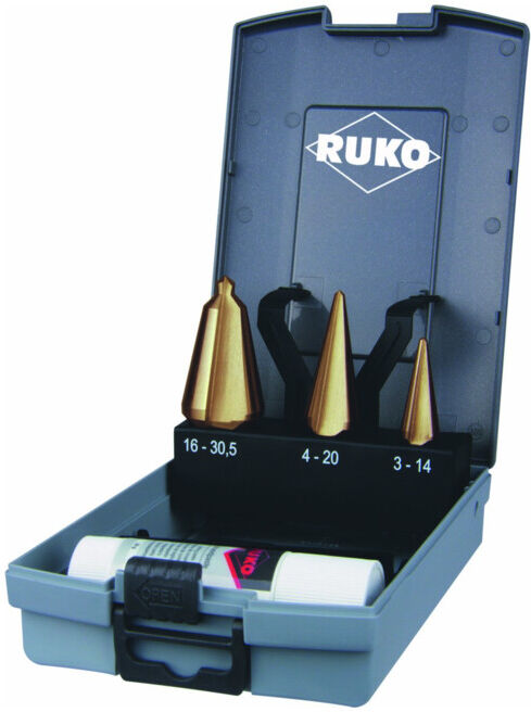 Jeux de forets coniques HSS-TiN, en cassette ABS ; Ruko (101020TRO)