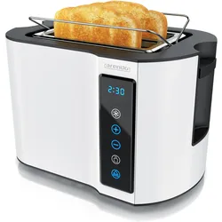 Arendo Toaster Edelstahl 2 Scheiben Kurzschlitz, Touchpanel, Brötchenaufsatz, Display mit Restzeitanzeige, Toaster, Weiss