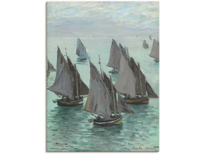 Wandbild ARTLAND Fischerboote bei ruhigem Wetter , blau (farbe bild(er): blau), B:60cm H:80cm, Bilder, Wandbild, als Leinwandbild, Poster in verschied. Grössen