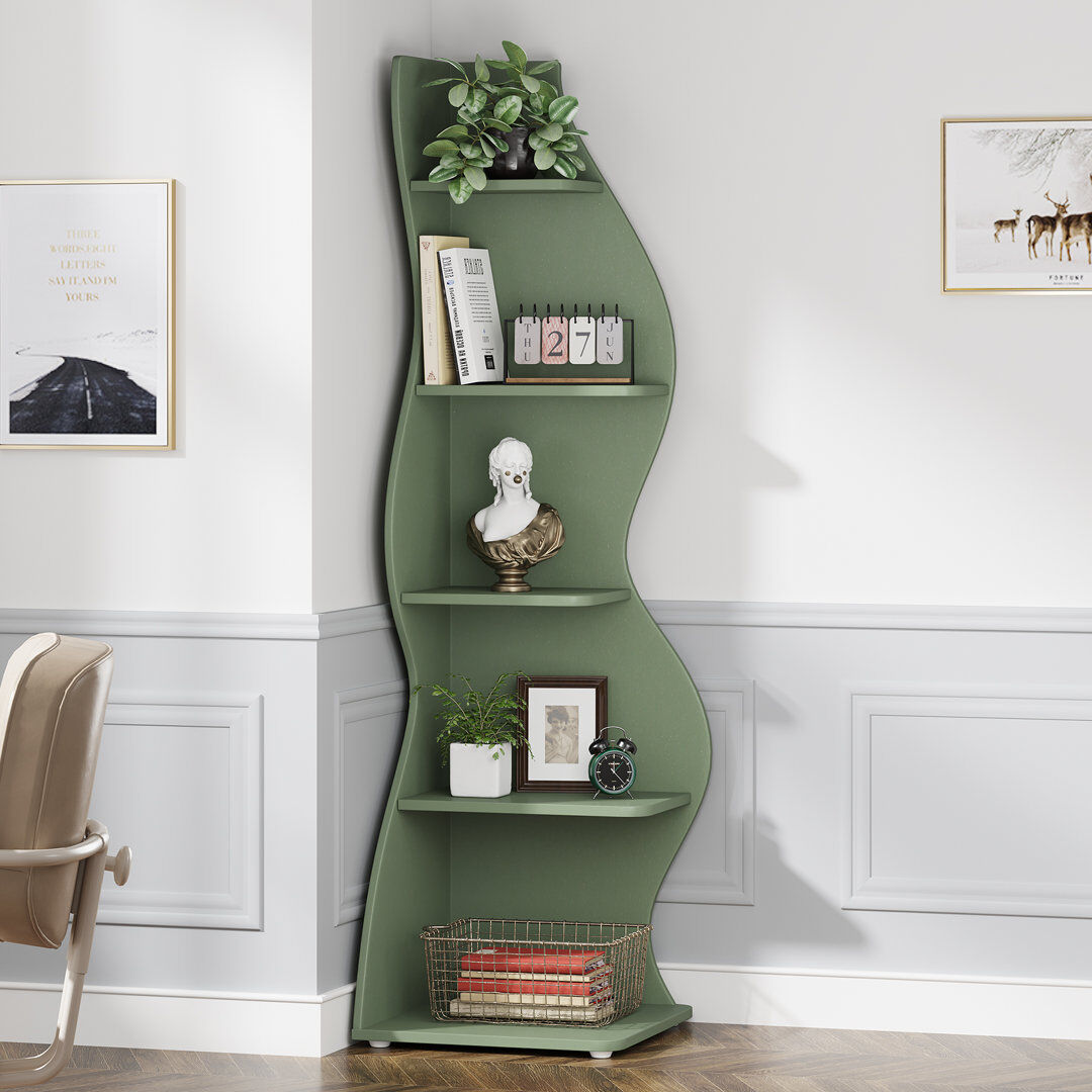 Blue Elephant 179cm H x 48cm W Corner Bookcase Green 179cm H X 48cm W X 50cm D