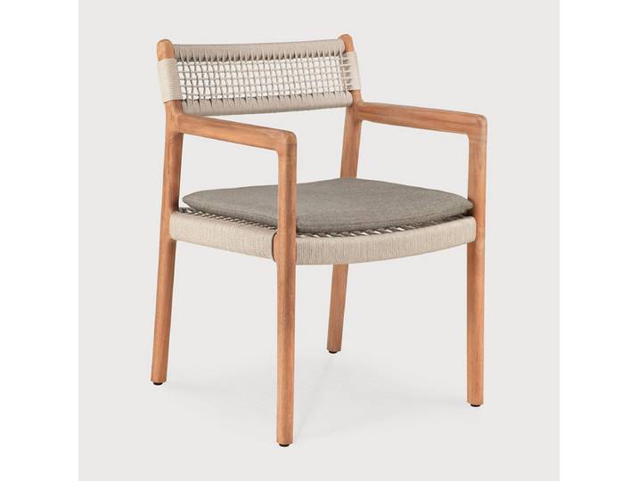 Ethnicraft Jack Woven Outdoor-Armlehnenstuhl Teak/Kordel Beige