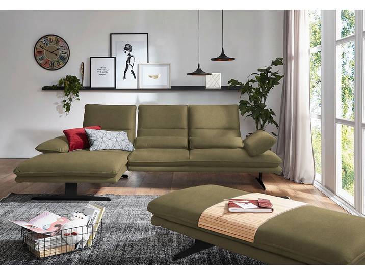 Ecksofa, Grün, 291x164 cm, Longlife Xtra-Leder, Sitztiefenverstellung, Modern, Willi-Schillig