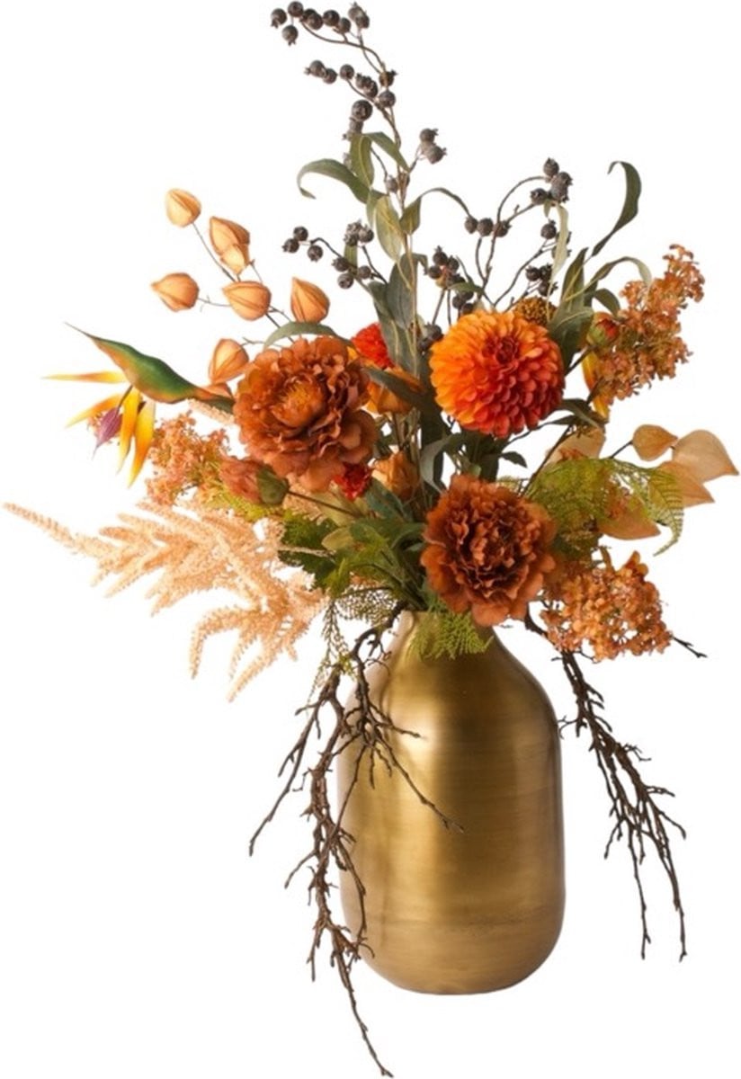 WinQ Zijden Boeket Creme Terra Warm Oranje Kunstbloemen zonder vaas