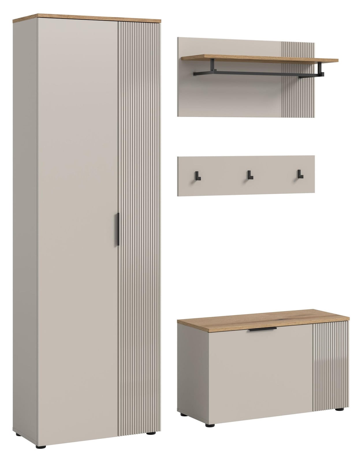 Slide garderobe opstelling S1 in kasjmierdecor