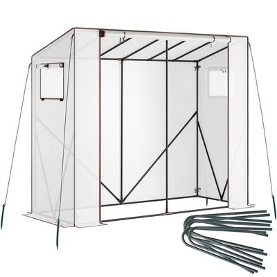 TecTake GmbH tectake Foliengewächshaus Anton wetterfest transparent stabiler Stahlrahmen 200x97x170 cm robustes Gartenhaus