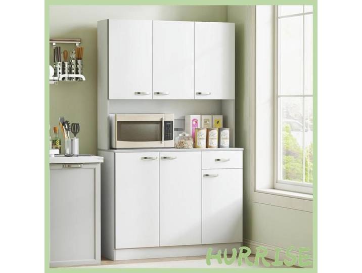 Cocosity Buffet De Cuisine Armoire De Cuisine Contemporaine Multi-Rangements 6 Portes 1 Tiroir + Grand Plateau
