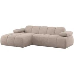 Ecksofa Mojo Chaiselongue aus Chenille-Stoff, modern und komfortabel, Sand, links, verstellbare Armlehnen
