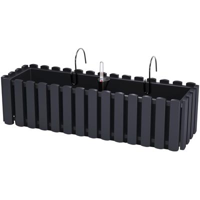 Balkonkasten PROSPERPLAST "Boardee Fence W" aus Kunststoff", grau (anthrazit), B:58cm H:16,2cm T:18cm, Kunststoff, Pflanzgefäße, BxTxH: 58x18x16,2 cm, inkl. Bewässerungsset und Metallhaken