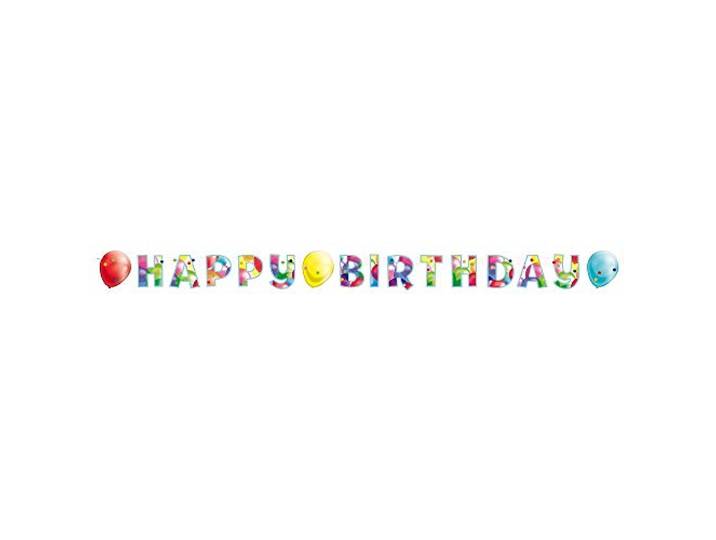 Amscan 9900327 - partyketting Happy Birthday, papier, 174 x 13 cm, ballonnen, slinger, hangdecoratie, verjaardag