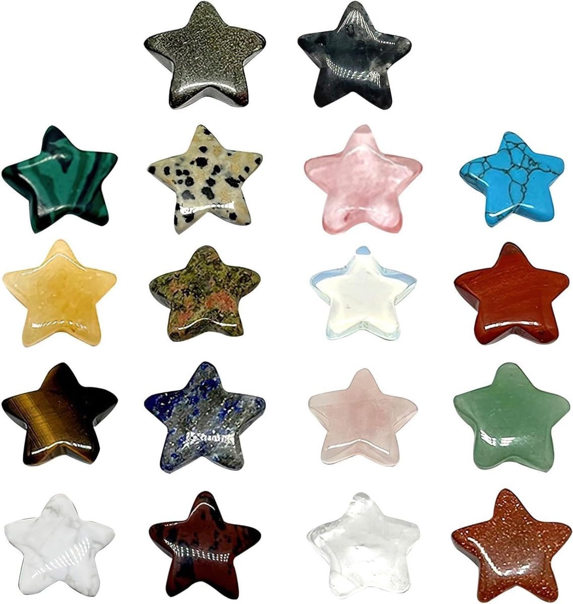 Helende Stenen Kinderen - Set van 18 Stervormige Kristallen voor Meditatie en Decoratie