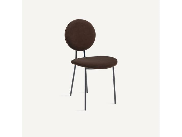 AM.PM Chaise médaillon en métal acier et velours, Rossy Cachou Marron