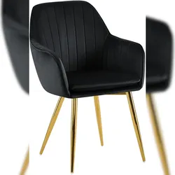 DELUKE Esszimmerstuhl SULIS - Samt Schwarz 60x86x57 cm Gold | Essstühle Esszimmerstühle Küchenstühle Wohnzimmerstühle
