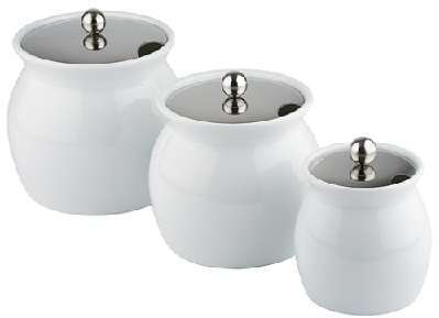 APS Porseleinen dressingpot met roestvrijstalen deksel 0,8 ltr, Ø 13 cm