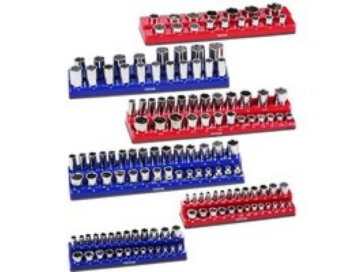 VEVOR Steckschlüssel-Organizer-Set, 6-teilig, 1/4 Zoll, 3/8 Zoll & 1/2 Zoll SAE-Steckschlüsselablagen, für bis zu 143 Standard- & tiefe Steckschlüssel, (Steckschlüssel nicht im Lieferumfang enthalten)