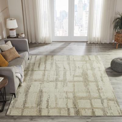 KALATY Tempo Ivory Linear Hand Knotted Wool Area Rug