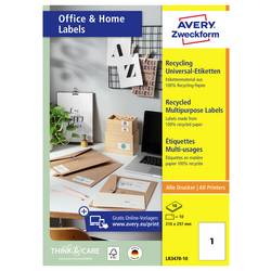 Avery-Zweckform LR3478-10 Universal-Etiketten 210 x 297 mm Recycling-Papier Weiß 10 St. Permanent haftend Farblaserdrucker, Laserdrucker